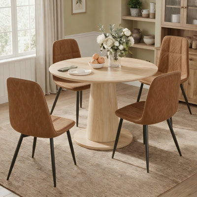 Ensemble de 4 chaises de salle à manger rembourrées en cuir chenille