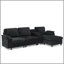 Canapé modulaire moderne en L avec rangement tout-en-un, poches d'accoudoirs de rangement latérales, console centrale avec porte-gobelet, repose-pieds avec rangement relevable, siège confortable à plusieurs places - noir-1659380295
