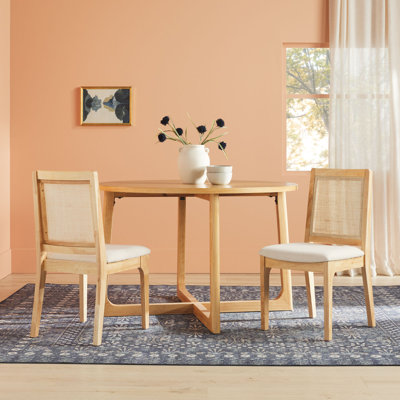 Beckwith Solid Wood Dining Chair with a Rattan Inset Back by Beachcrest Home