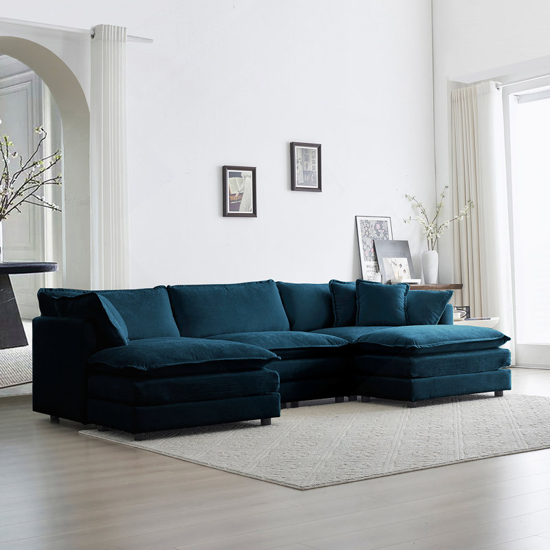 Canapé modulaire en U avec repose-pieds réversible et 2 repose-pieds