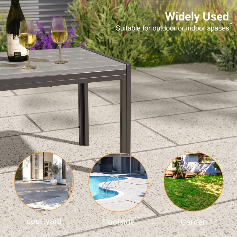 Table basse rectangulaire de patio avec plateau de table Hips, Gris