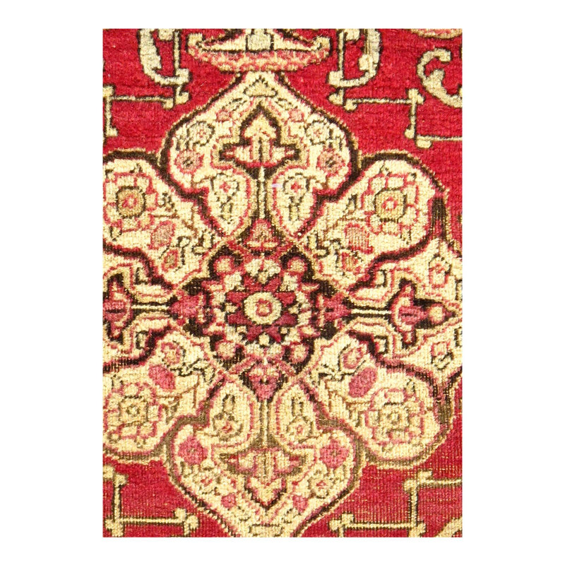 Tapis oriental rouge / beige en coton / laine Shideh