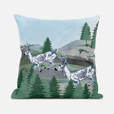 Running Reindeer Outdoor Reversible Throw Pillow
