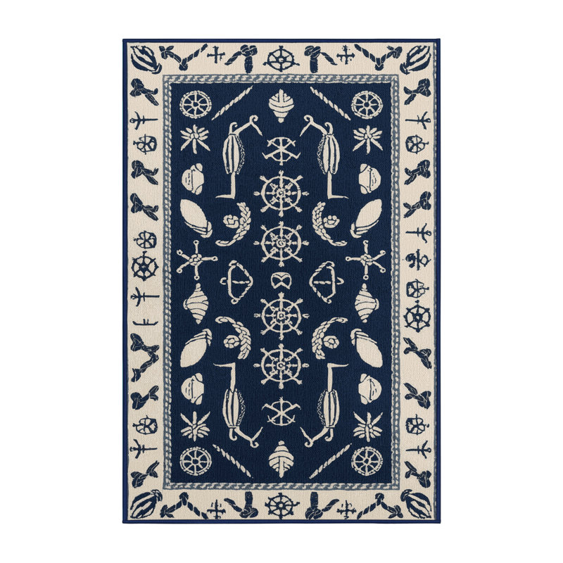 Washable Cape Cod Collection Coastal Area Rug, Runner 2' x 5'