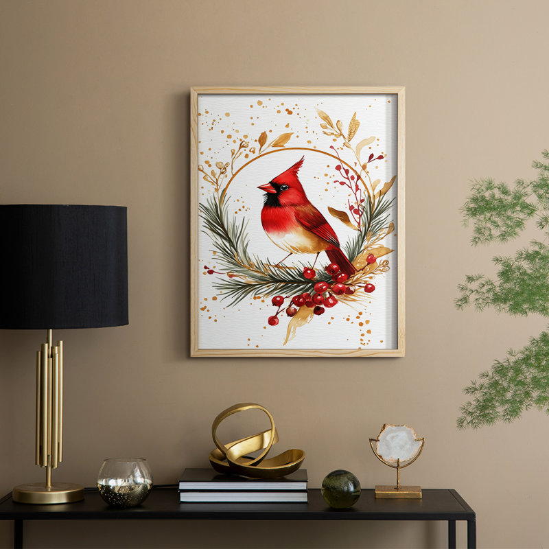 «Christmas Holiday Art CMXCVII», reproduction d'art encadrée - bois massif, H 15 po x l 12 po, Naturel