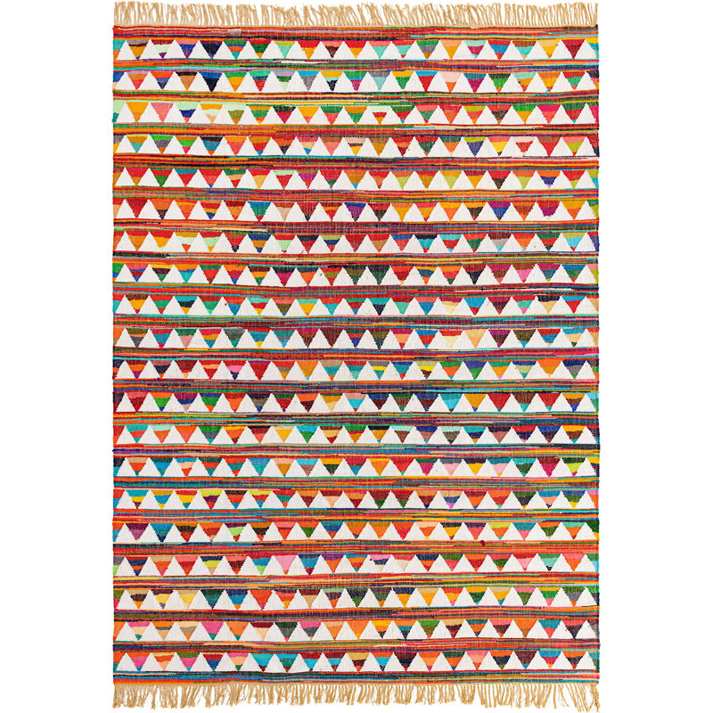 Cotton Geometric Indoor Rug, Rectangle 7' x 10'