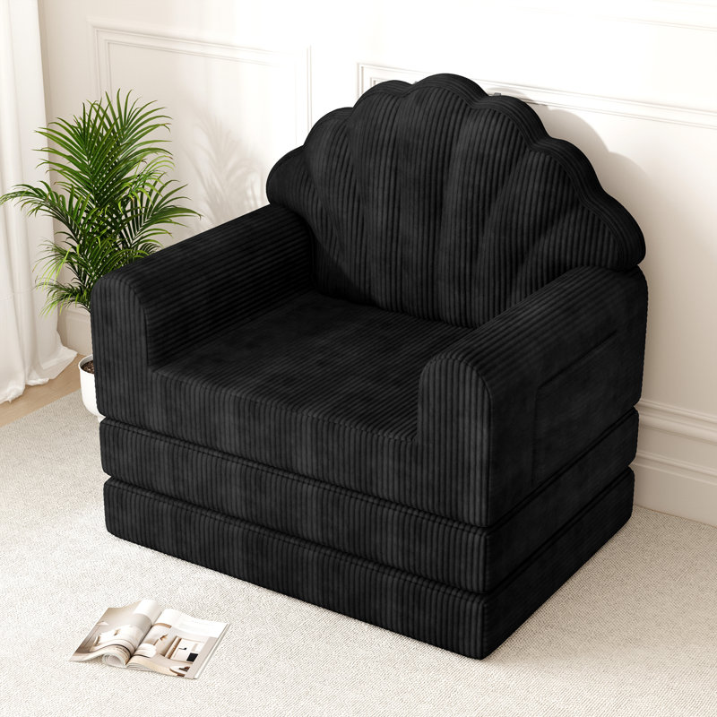 Canapé-lit pliant de 75 po x l 34 po avec support pour le dos, futon convertible 2-en-1 et fauteuil à billes pour les petits espaces, noir