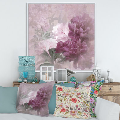 «Vintage Purple and Pink Flowers II», reproduction sur toile flottante
