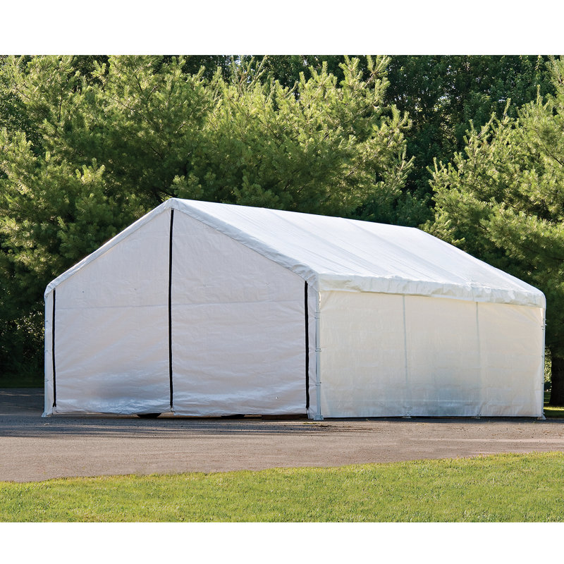 White 12 x 20 ft. Canopy Enclosure Kit with Zippered Door