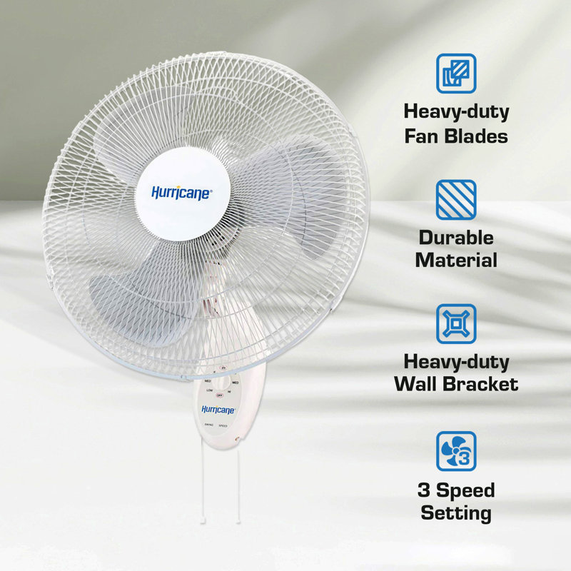 Hurricane 27.6'' Oscillating Wall Mounted Fan Fan