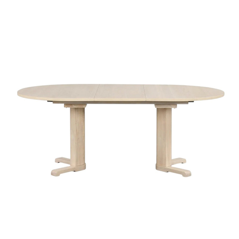 Table de salle à manger ovale en bois avec feuille en chêne naturel et blanc
