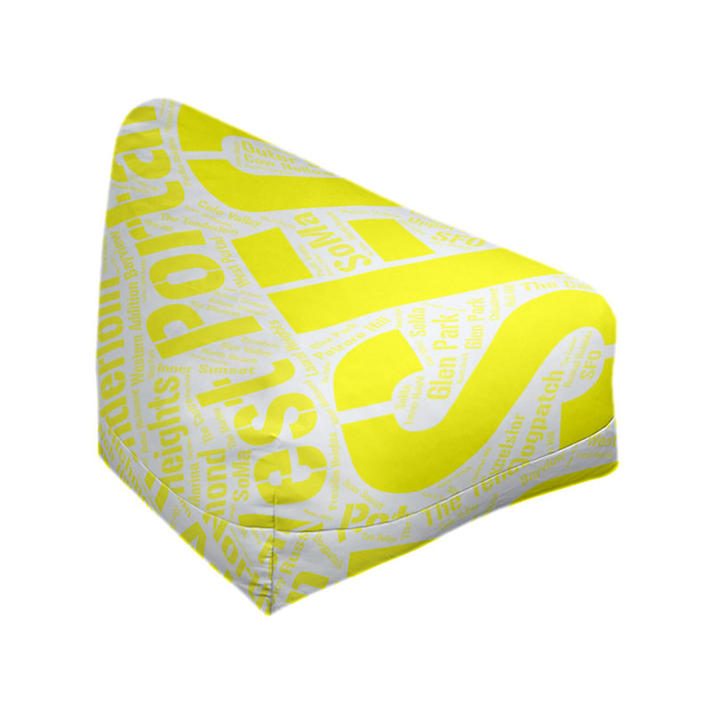 Classic Bean Bag, 42" H x 38" W x 29" D, San Francisco, Yellow Polyester Blend