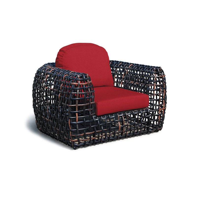 Dynasty Outdoor Lounge Chair, Black Mushroom, Canvas Brick Sunbrella® Canvas