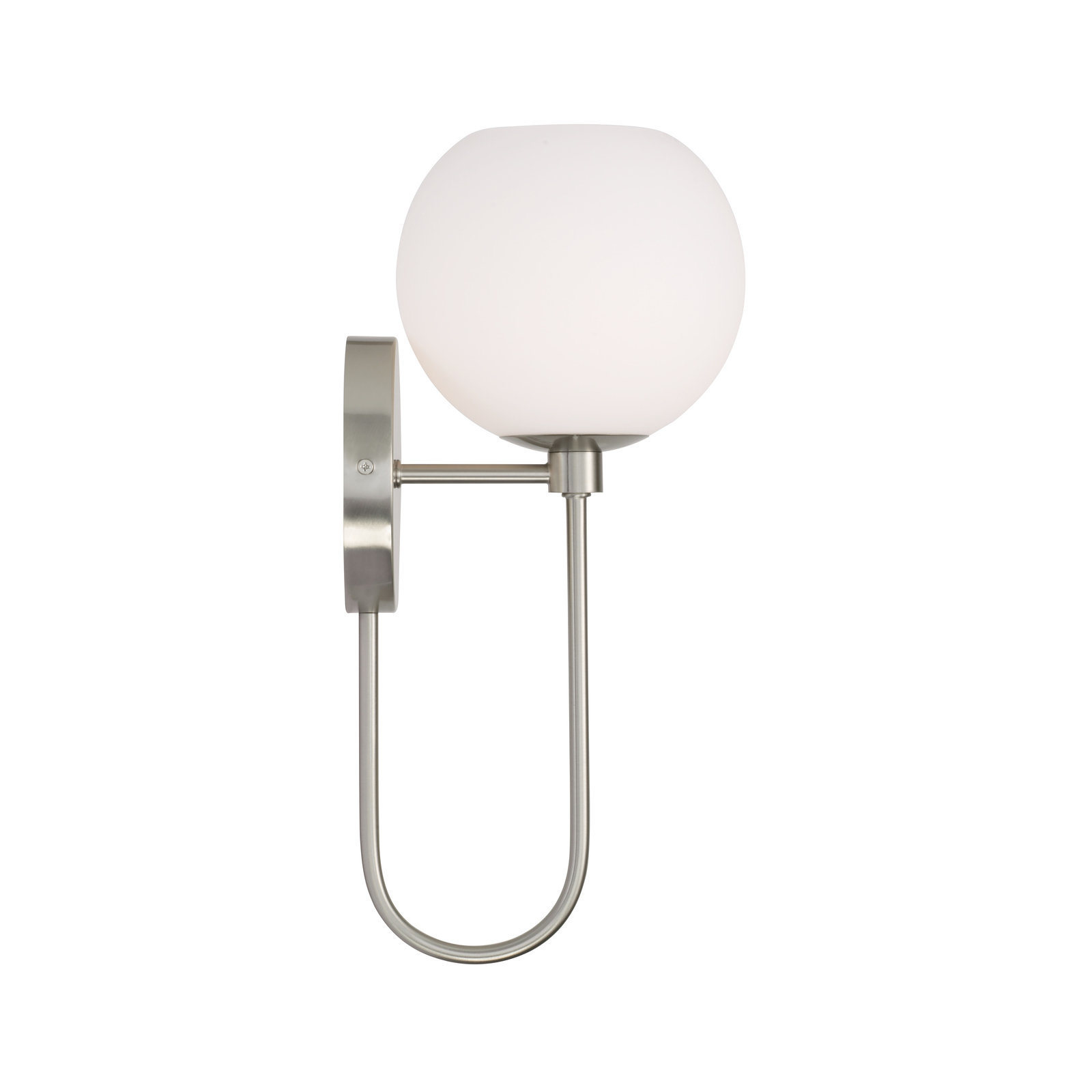 Ansley Single Light Glass Dimmable Armed Sconce, Brushed Nickel