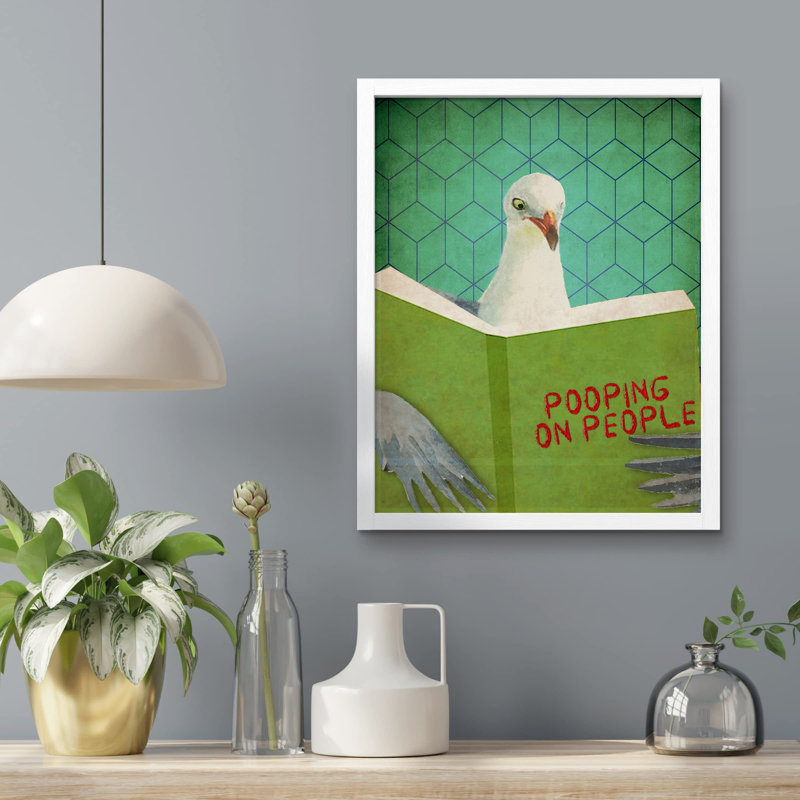 "Poopage sur des gens hilarants et drôles de pigeons qui étudient sur la merde", Blanc, H 14 po x l 11 po