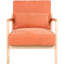 Fauteuil orange de style moderne du milieu du siècle, structure en bois d'hévéa, coussin lombaire amovible, idéal pour le salon, la chambre ou le bureau - Confortable et facile à monter