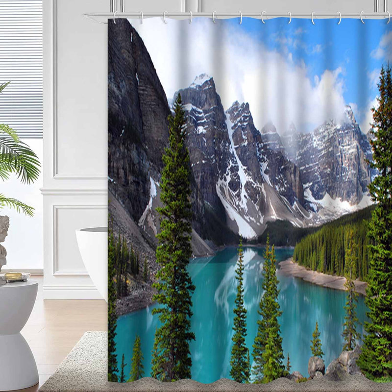 Rideau de douche Moraine Lake Banff Canada avec 12 crochets, L 72 po x l 72 po