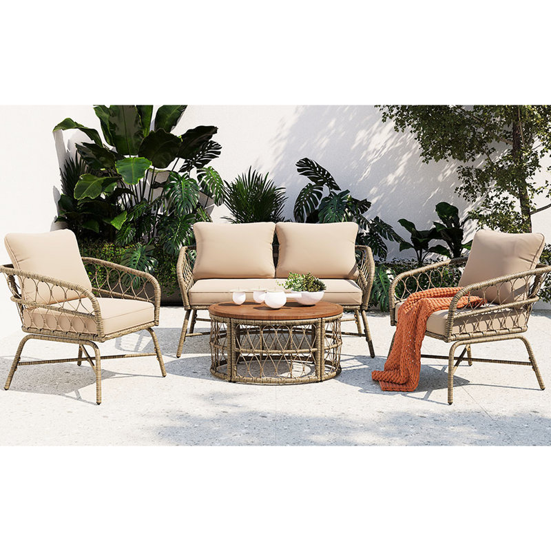 Mobilier de patio avec des vibrations modernes et des housses de coussin, sièges de table de style ovale