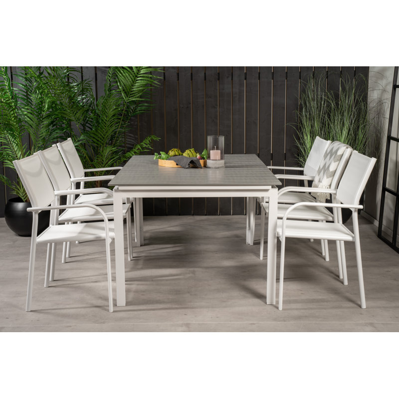 Faiyaz 6 - Person Patio Dining Set Extendable Rectangular Table