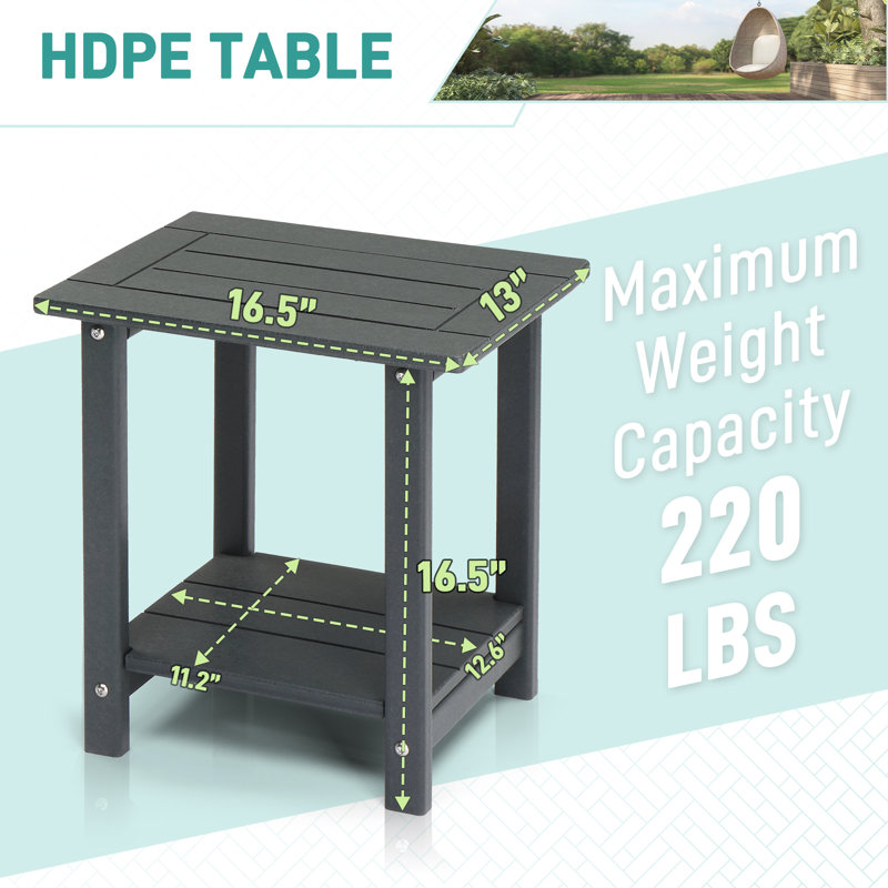 Patio HDPE Gray Side Table