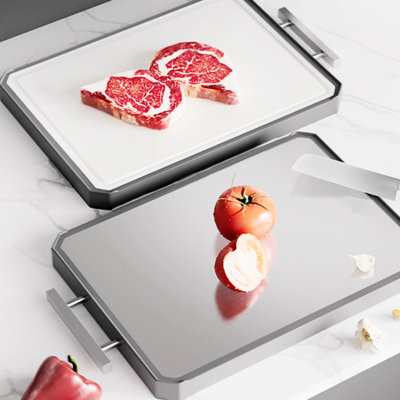 16-inch High Sturdy Stainless Steel Cutting Board, Double-sided Using