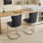 25" Counter Height Bar Stools ( Of 2), Black Velvet Upholstered With Button Back & Rivet Trim, Chromed Metal Base For Home Stools, Modern Base,-116531408