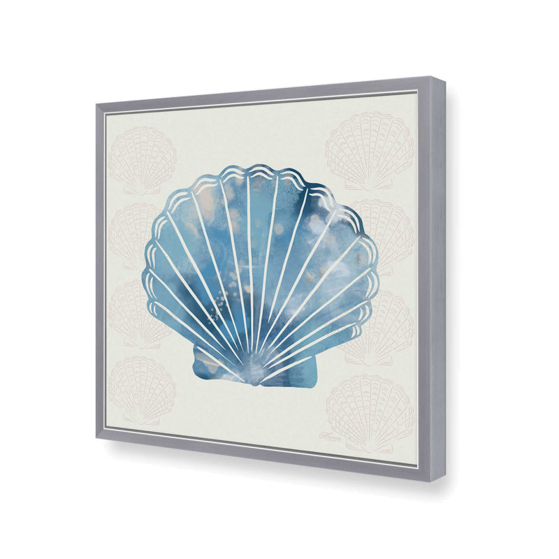 «Blue & White Seashell» par Cat Thurman Designs, reproduction d'art, Argent, L 20 po x H 20 po, Impression encadrée