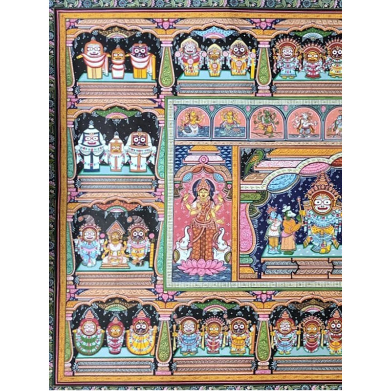 Peinture colorée de Jagannath | Art Patachitra | Aquarelle sur toile faite à la main | Par Suryakanta Das