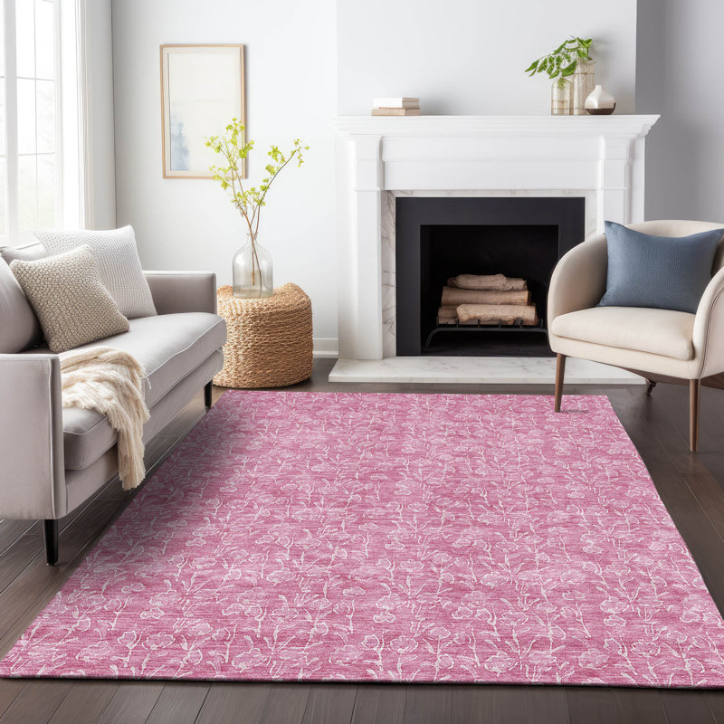 Premium Machine Washable Prisco Blush Rug, Rectangle 10' x 14'