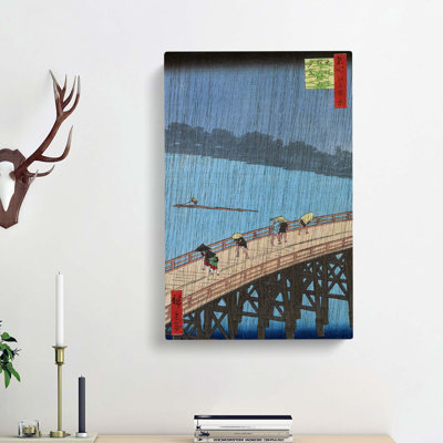 Rain Over The Bridge by Utagawa Hiroshige - Wrapped Canvas Painting
