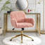 Chaise de bureau rose avec base en métal doré, construction robuste pour étudier la chaise de base, rose, large