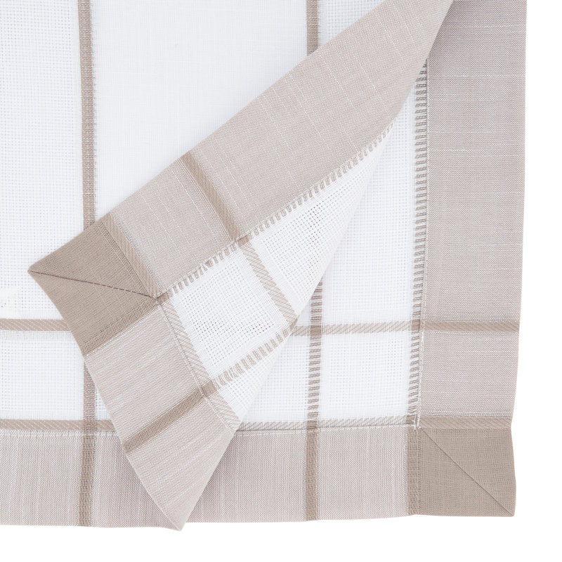 Natural Beige Rectangular Fabric Tablecloth with Banded Border
