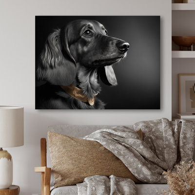 «Moriel Portrait Of A Black Glam Dachshund VII», reproduction sur toile
