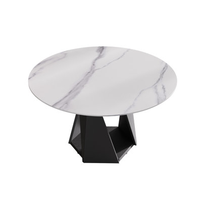 Table de salle à manger ronde en pierre frittée pour 6 à 8 personnes