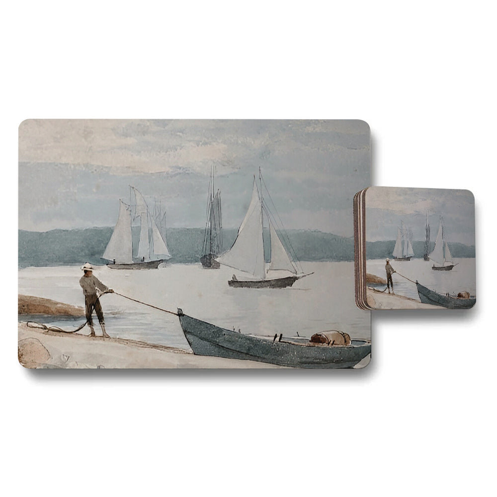 Nautical Sailing Placemats And Coaster Set For Table Decor