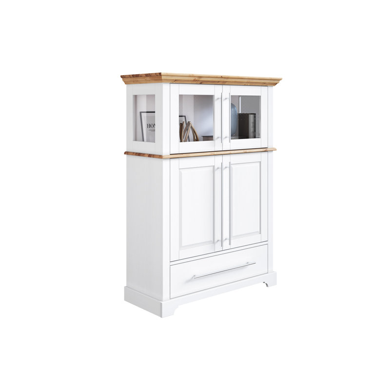 Brasen Display Cabinet, White/Natural