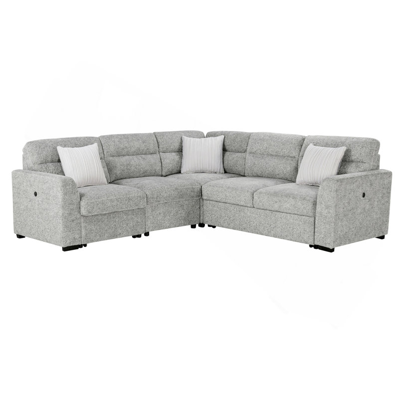Emiliano Nickel Sectional with 3 Pillows
