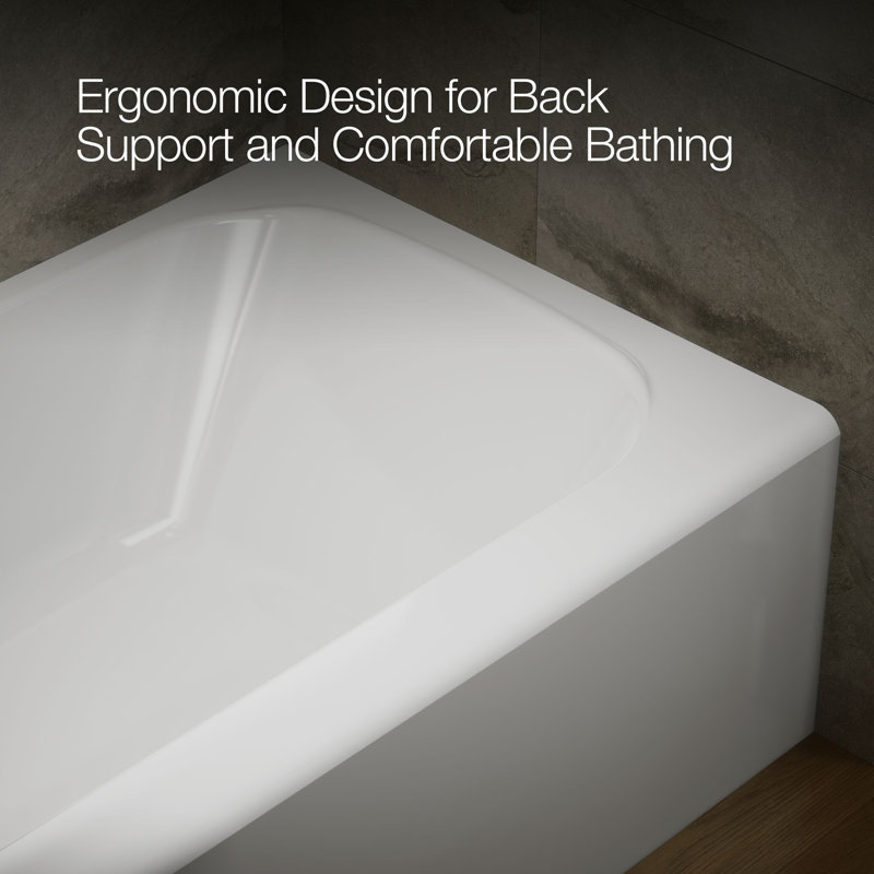 Avec 60 In. X 36 In. Alcove Bath, Left Drain, Left, White