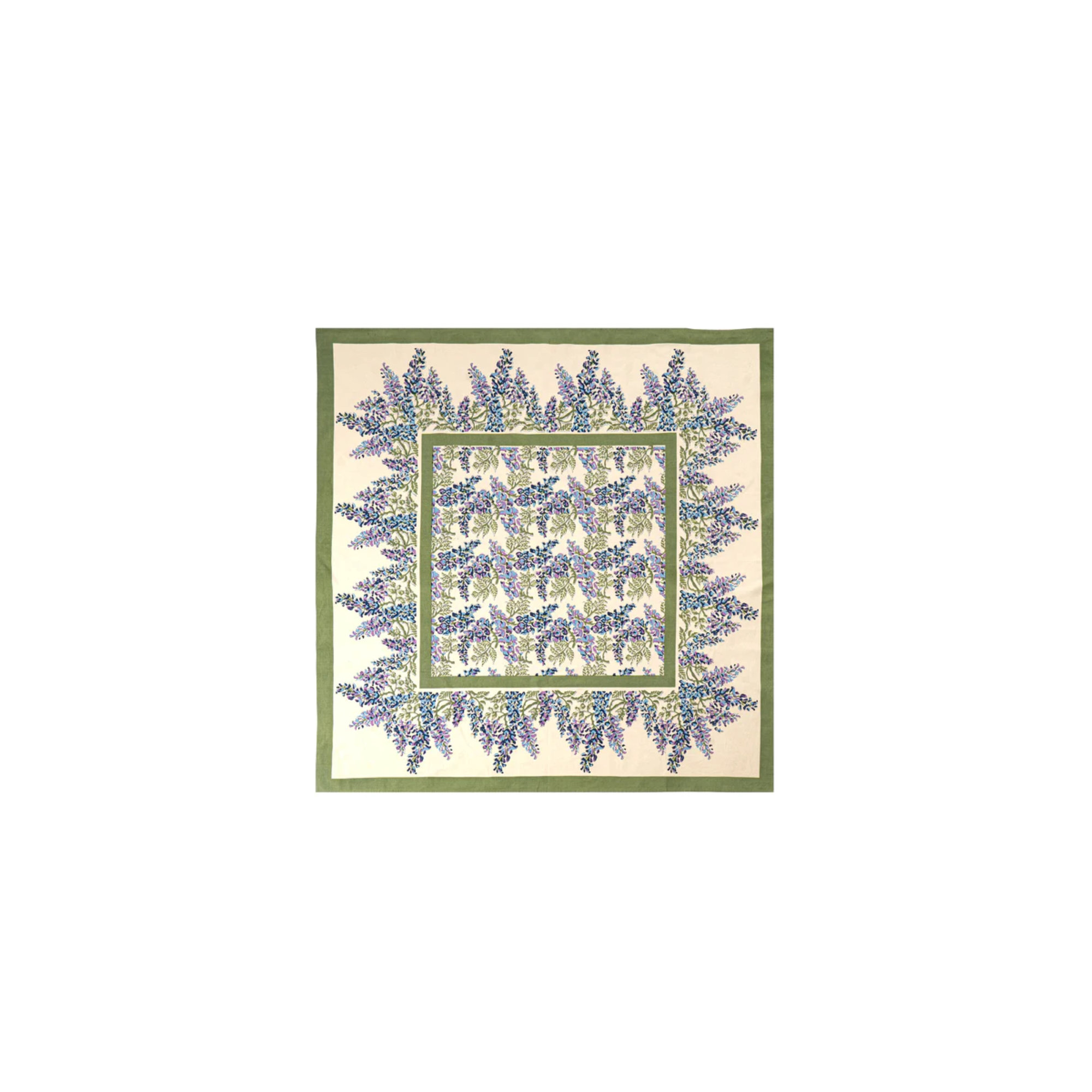 Kappa Floral Tablecloth, 90" x 90", Blue/Green