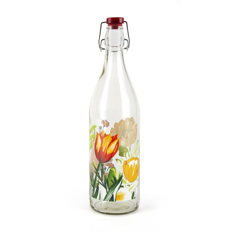Excelsa Blooming 1000ml Glass Water Bottle