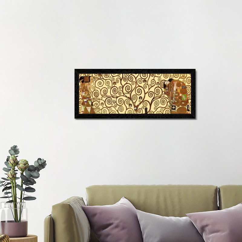 The Tree of Life by Gustav Klimt - 1 Piece Floater Frame Panoramic Painting on Canvas, 30.48 cm H x 91.44 cm W