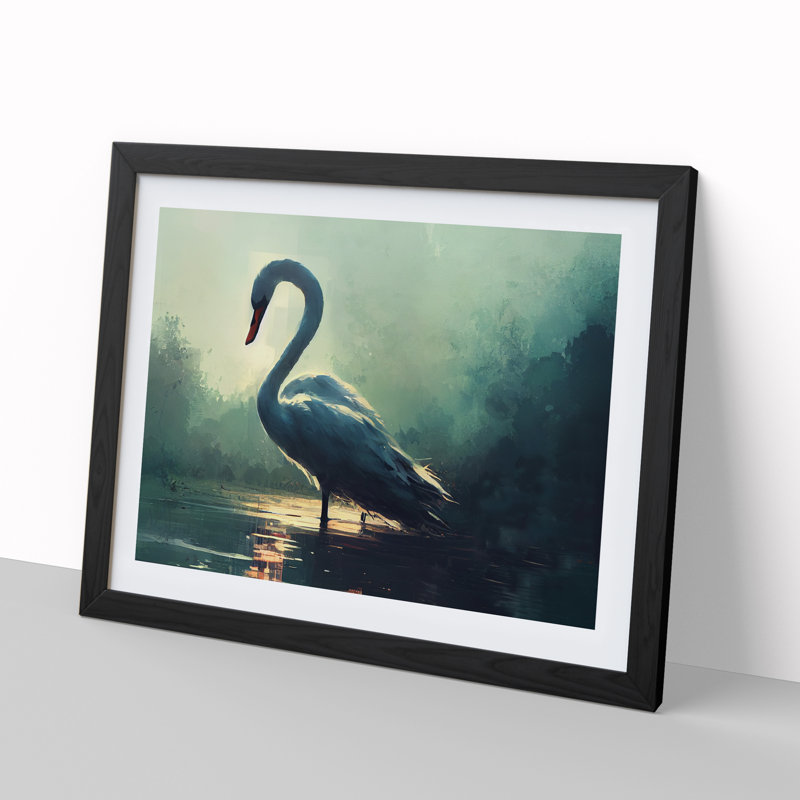 Swan Vol.4 - Single Picture Frame Print, Black Framed, 25cm H x 34cm W x 2cm D