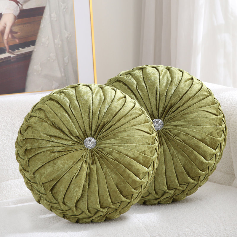Coussin décoratif en velours rond 15 po (ensemble de 2), Vert sauge