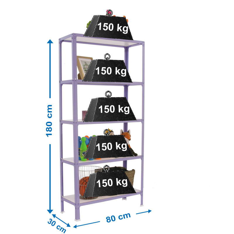 80cm W Steel Shelving Unit, Violet