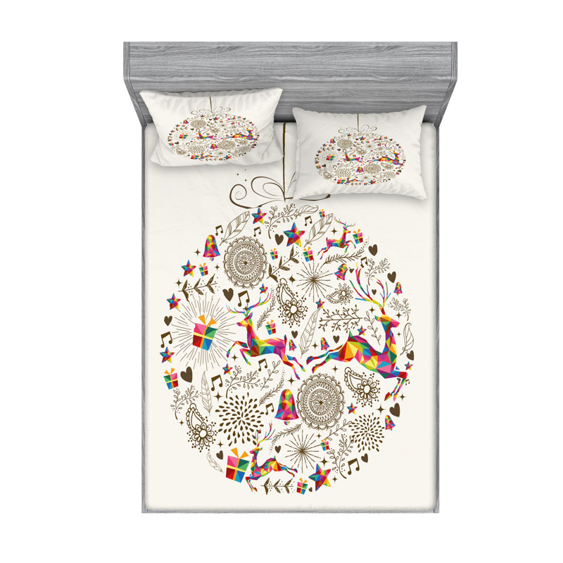 Ensemble de draps ornements modernes avec mandala et chants de Noël, Taies d'oreiller pour grand lit
