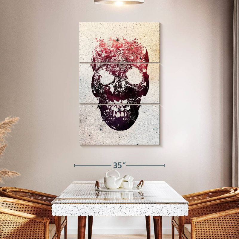 Kerner Pink Floral Skull, 65" H x 42" W
