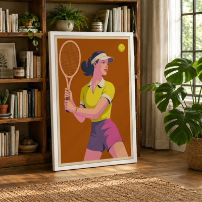 Tennis Ready Stance Retro 1 Piece Wrapped Canvas Wall Art