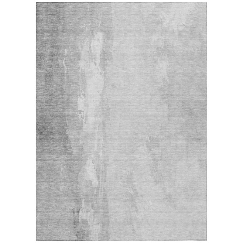 Machine Washable Indoor/Outdoor Xhevrie Gray Rug, Rectangle 3' x 5'