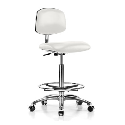Chaise pour salle blanche avec anneau de pied Arista PERCH Chrome | Hauteur du banc élevé: 25,75 à 35,5 po