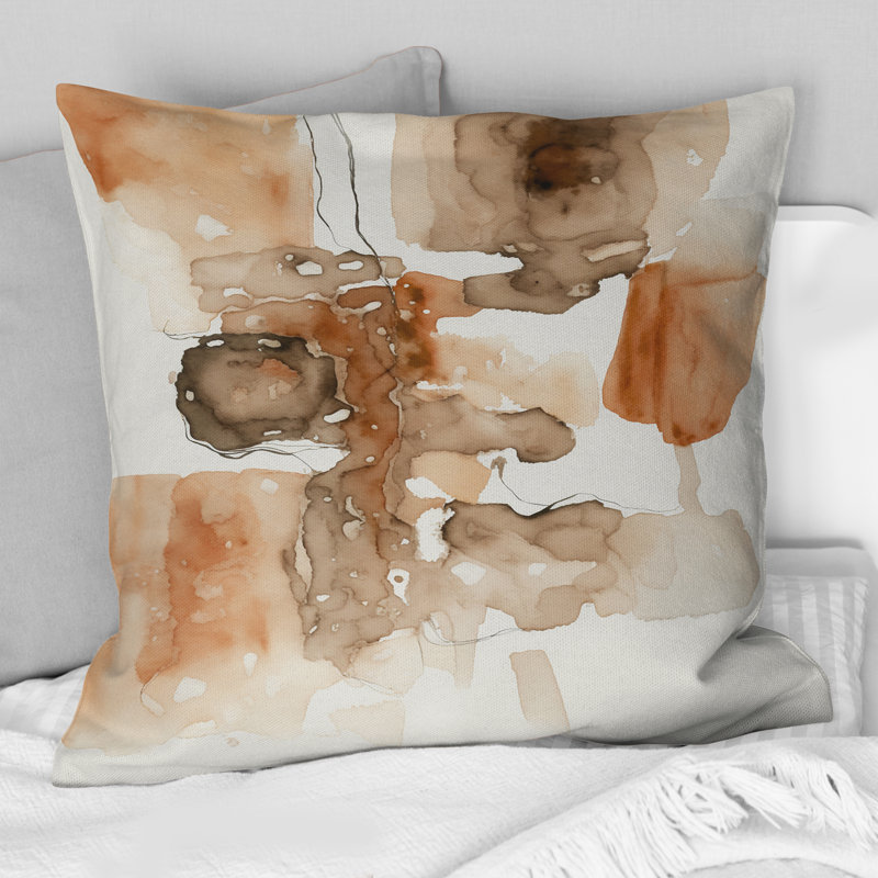 Coussin décoratif à imprimé liquide à l'encre liquide «Earth Tones IV»